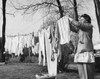 Mid adult woman hanging clothes on a clothesline Poster Print - Item # VARSAL25549255