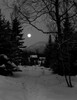 USA  New Hampshire  Lancaster  large birch and distant farm buildings at night Poster Print - Item # VARSAL255421543