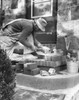 Side profile of a man laying bricks for a doorstep Poster Print - Item # VARSAL25537079