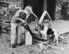Boy building his dog a dog house Poster Print - Item # VARSAL25513554