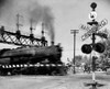 Railroad crossing sign at the railroad crossing Poster Print - Item # VARSAL25541185