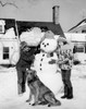 Children making snowman in back yard Poster Print - Item # VARSAL25516658