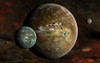 A system of extraterrestrial planets and their moons, against a background of nebula and stars Poster Print - Item # VARPSTFHV100006S