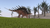 Kentrosaurus walking across a grassy field Poster Print - Item # VARPSTKVA600504P