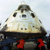 March 13, 1969 - Close-up view of the Apollo 9 Command Module as it sets on dolly on the deck of the USS Guadalcanal just after being hoisted from the water. Poster Print - Item # VARPSTSTK203929S