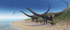 A Diplodocus herd comes down to a lake for a drink of water Poster Print - Item # VARPSTCFR200018P