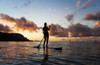Hawaii, Kauai, Woman Stand Up Paddling In Ocean, Beautiful Sunset. PosterPrint - Item # VARDPI1966507