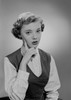 Portrait of young woman with hand on chin Poster Print - Item # VARSAL255418984