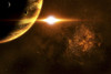 A star going critical illuminates a nearby planet and nebula Poster Print - Item # VARPSTJKE100002S