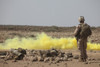 September 24, 2010 - A Marine provides security as another Marine looks out for aircraft while smoke marks a landing zone during a Tactical Recovery of Aircraft and Personnel exercise in Djibouti. Poster Print - Item # VARPSTSTK103935M
