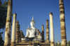 Thailand, Sukhotha, View of Buddha Statue And Pillars; Wat Mahathat PosterPrint - Item # VARDPI1987936
