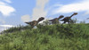 Two Utahraptors chasing a Gigantoraptor across a grassy field Poster Print - Item # VARPSTKVA600183P