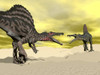 Two Spinosaurus dinosaur fighting in the desert Poster Print - Item # VARPSTEDV600091P