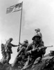 Digitally restored vector photograph of the 1st American flag raising during the Battle Of Iwo Jima on Mount Suribachi Poster Print - Item # VARPSTJPA100246M