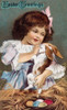 Easter Greetings: Young Girl With Rabbit Nostalgia Cards Poster Print - Item # VARSAL9801058