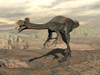 Gigantoraptor dinosaur walking on rocky terrain Poster Print - Item # VARPSTEDV600047P