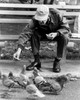 Senior man feeding pigeons in park Poster Print - Item # VARSAL25549040