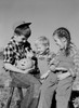 Boys and girl sitting with haloween pumpkin Poster Print - Item # VARSAL255423330