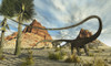 Two Diplodocus dinosaurs search for food in a desert landscape Poster Print - Item # VARPSTCFR200013P