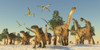 Quetzalcoatlus flying reptiles join Tenontosaurus and Argentinosaurus dinosaurs on a migration in search of water Poster Print - Item # VARPSTCFR200316P