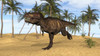 Tyrannosaurus Rex running in a prehistoric environment Poster Print - Item # VARPSTKVA600662P