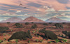 A herd of herbivorous Centrosaurus dinosaurs Poster Print