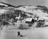 High angle view of a man pulling a Christmas tree on snow Poster Print - Item # VARSAL2553527B