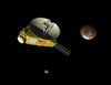 New Horizons spacecraft approaches dwarf planet Pluto and its moon Charon Poster Print - Item # VARPSTWMY100315S