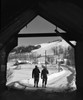 USA  New England  Vermont  Turnbridge  Men walking under covered bridge on Route 110 Poster Print - Item # VARSAL255418820