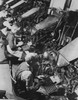 High angle view of male workers operating linotype machines  New York City  New York State  USA Poster Print - Item # VARSAL25539062
