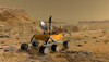 Mars Science Laboratory travels near a canyon on Mars Poster Print