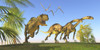 A Yangchuanosaurus chasing two Massospondylus dinosaurs Poster Print - Item # VARPSTCFR200310P