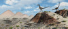 A pack of carniverous velociraptors stalking a herd of herbivorous Protoceratops dinosaurs Poster Print - Item # VARPSTMAS100502P