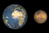 Artist's concept comparing the size of Mars with that of the Earth Poster Print - Item # VARPSTWMY100048S