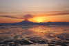Ash Cloud Rises From Mt. Redoubt At Sunset During Low Tide Near Ninilchik, Alaska PosterPrint - Item # VARDPI2093539
