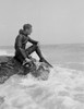 USA  Massachusetts  Horseneck Beach State Reservation  scuba diver sitting on rock Poster Print - Item # VARSAL255423188