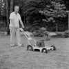 Mature man lawn mowing Poster Print - Item # VARSAL255421651
