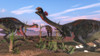 Tyrannosaurus rex attacking Gigantoraptor dinosaurs and their eggs Poster Print - Item # VARPSTEDV600267P