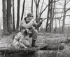 Male hunter aiming with his rifle Poster Print - Item # VARSAL25524332