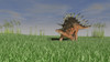 Kentrosaurus walking across a grassy field Poster Print - Item # VARPSTKVA600574P