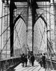 Group of people walking on a suspension bridge, Brooklyn Bridge, New York City, New York, USA, c. 1883 Poster Print (8 x 10) - Item # MINSAL25512913