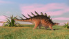 Kentrosaurus walking across prehistoric grasslands Poster Print - Item # VARPSTKVA600249P