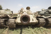 Russian T-54 and T-55 main battle tanks rest in an armor junkyard in Kunduz, Afghanistan Poster Print - Item # VARPSTTMO100347M