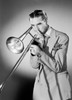 Studio shot of man playing trombone Poster Print - Item # VARSAL255422299