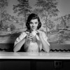 Portrait of girl drinking milk shake Poster Print - Item # VARSAL255422688