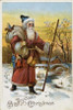 Joyous Christmas: Santa Walking Through Snow  Nostalgia Cards Poster Print - Item # VARSAL9801103