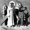 The Cyrenian Helps Jesus to Carry His Cross by Martin Ritter von Feuerstein  oil painting  circa 1898  1856 - 1931  Germany  Munich  Saint Anna Church Poster Print - Item # VARSAL9951203