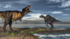 Battle between Tyrannosaurus rex and Saurolophus Poster Print - Item # VARPSTEDV600263P