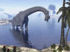 Brachiosaurus dinosaur walking in water by morning light Poster Print - Item # VARPSTEDV600125P