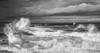 Waves crashing along the coast with a small lighthouse at the end of a pier; Amble, Northumberland, England PosterPrint - Item # VARDPI12300946